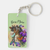 Paint Horse Mustang met Iris en vlinders Sleutelhanger (achterkant)