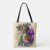 Paint Horse Mustang met Iris en vlinders Tote Bag (Achterkant)