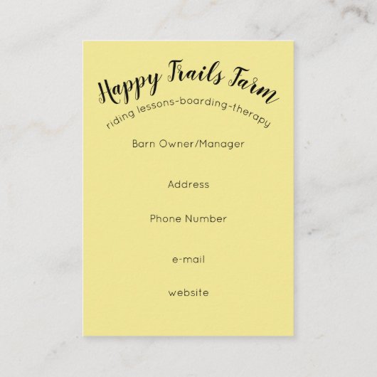 Paint Horse Mustang met Iris en vlinders Visitekaartje (Achterkant)