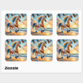 Paint Horse Ocean Eagles Vierkante Sticker (Vel)