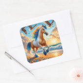 Paint Horse Ocean Eagles Vierkante Sticker (Envelop)