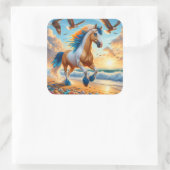 Paint Horse Ocean Eagles Vierkante Sticker (Tas)