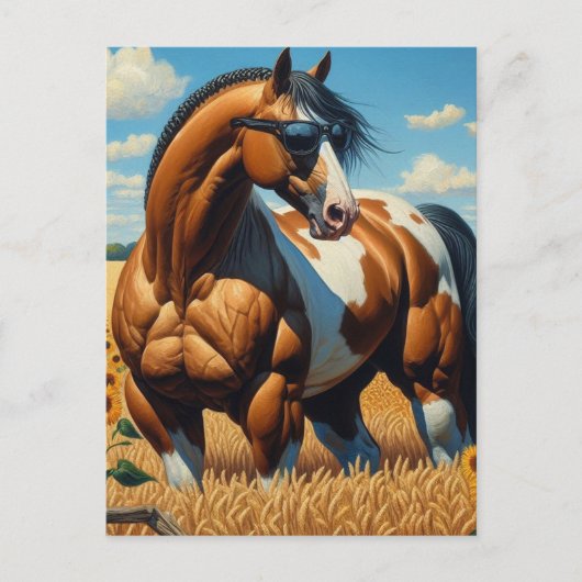 Paint Horse With Sunglasses Briefkaart (Voorkant)