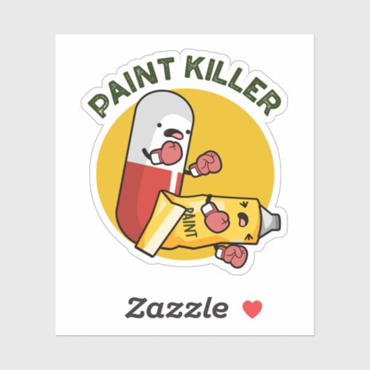 Paint Killer Funny Pill Pun Sticker (Vel)