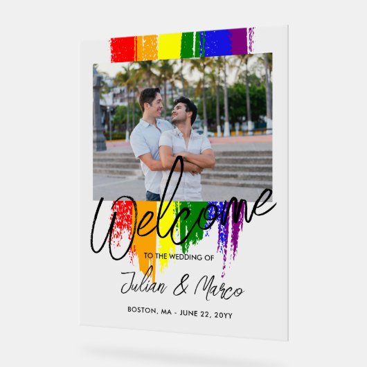 Paint LGBTQ foto Bruiloft Welkom Acryl Bord (Hoek)