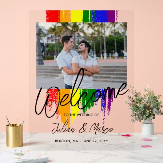 Paint LGBTQ foto Bruiloft Welkom Acryl Bord (Huwelijk)