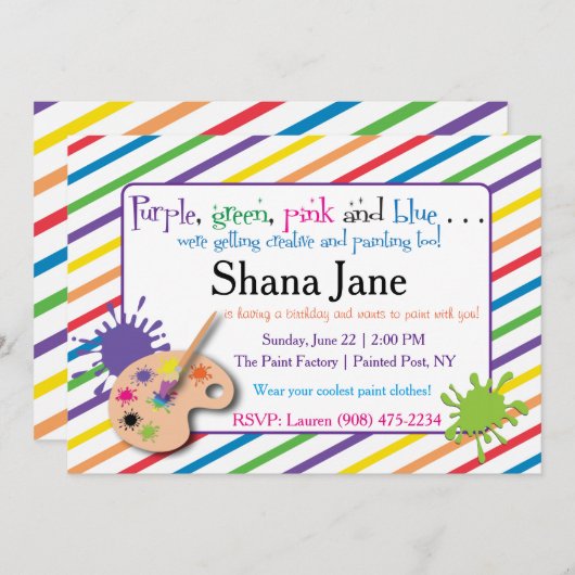 Paint Lover's Invitation Kaart (Voorkant / Achterkant)