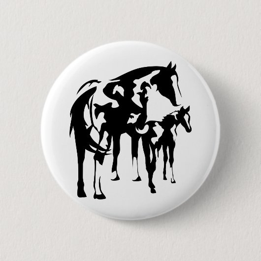 Paint Mare en Foal Ronde Button 5,7 Cm (Voorkant)