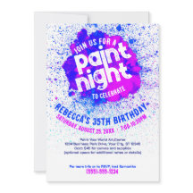 Paint Night Birthday Uitnodigen - Blauw