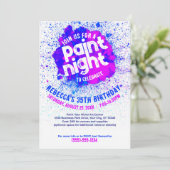 Paint Night Birthday Uitnodigen - Blauw Kaart (Staand voorkant)