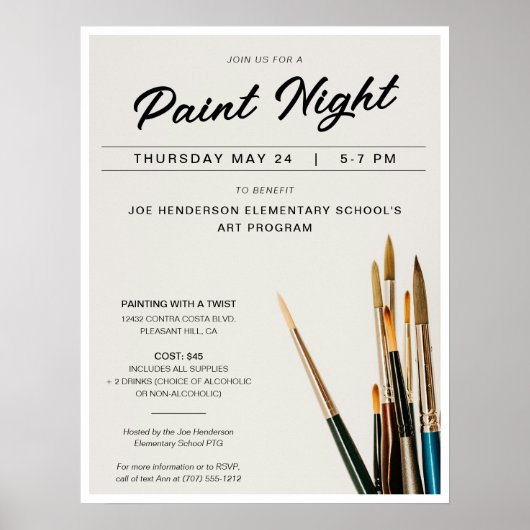 Paint Night Fundraiser Poster (Voorkant)