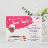 Paint Night, Paint en Sip Wine Glass Canvas Kaart (Staand voorkant)