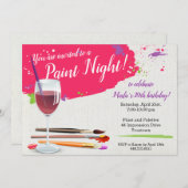 Paint Night, Paint en Sip Wine Glass Canvas Kaart (Voorkant / Achterkant)
