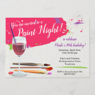 Paint Night, Paint en Sip Wine Glass Canvas Kaart