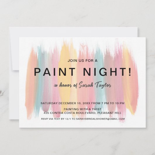 Paint Night Vrijgezellenfeest Kaart (Voorkant)