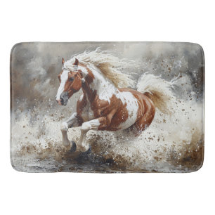 Paint paard loopt door het water badmat