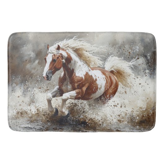 Paint paard loopt door het water badmat (Voorkant)