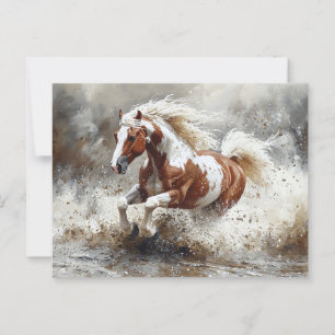 Paint paard loopt door het water briefkaart