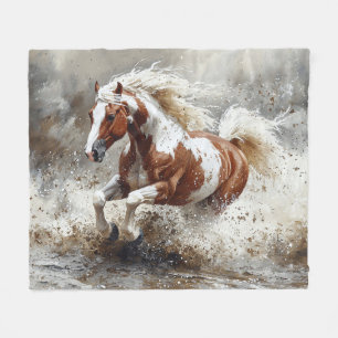 Paint paard loopt door het water fleece deken