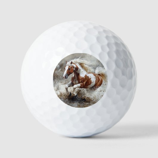 Paint paard loopt door het water golfballen (Voorkant)