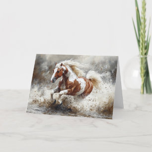 Paint paard loopt door het water kaart