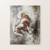Paint paard loopt door het water legpuzzel (Verticaal)