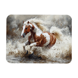 Paint paard loopt door het water magneet