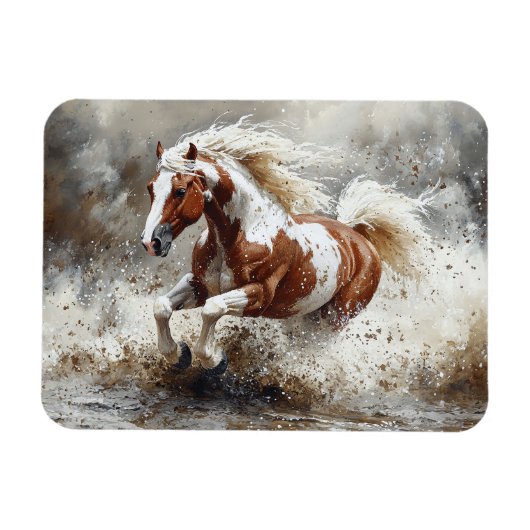 Paint paard loopt door het water magneet (Horizontaal)
