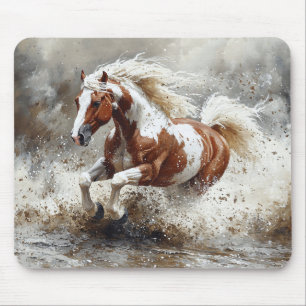 Paint paard loopt door het water muismat