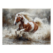 Paint paard loopt door het water perfect poster (Voorkant)