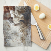 Paint paard loopt door het water theedoek (Quarter Fold)