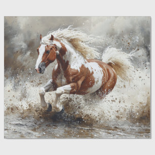 Paint paard loopt door water ontkoppeling cadeaupapier