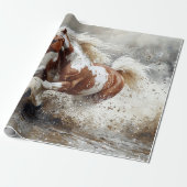 Paint paard loopt door water ontkoppeling cadeaupapier (Uitgerold)