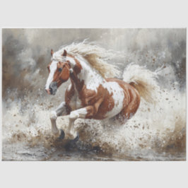 Paint paard loopt door water ontkoppeling tissuepapier