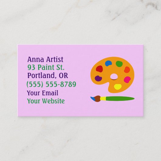 Paint Palette Artist Visitekaartjes (Voorkant)