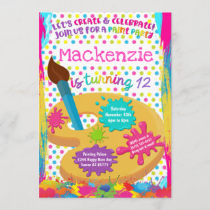 Paint Party Art Painting Verjaardag Uitnodigingen