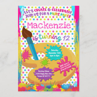 Paint Party Art Painting Verjaardag Uitnodigingen