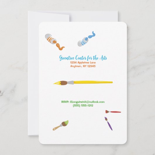 Paint Party for the Dames Invitation Kaart (Achterkant)