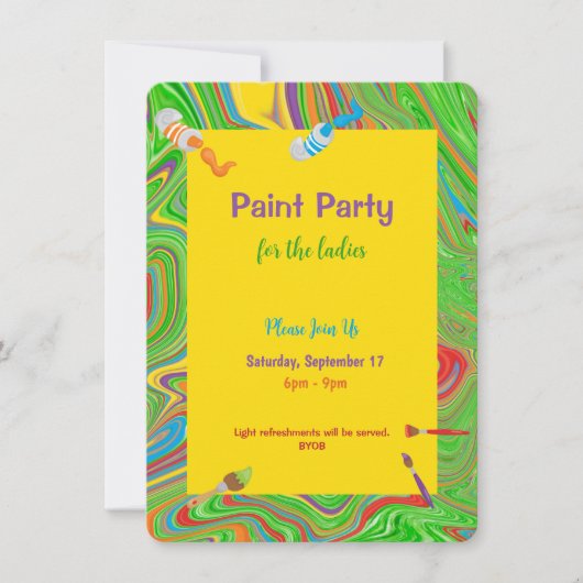 Paint Party for the Dames Invitation Kaart (Voorkant)