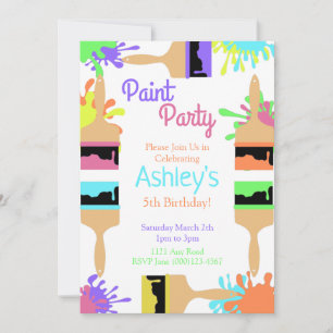 Paint Party Invitation, Art Party, Birthday Feestdagenkaart