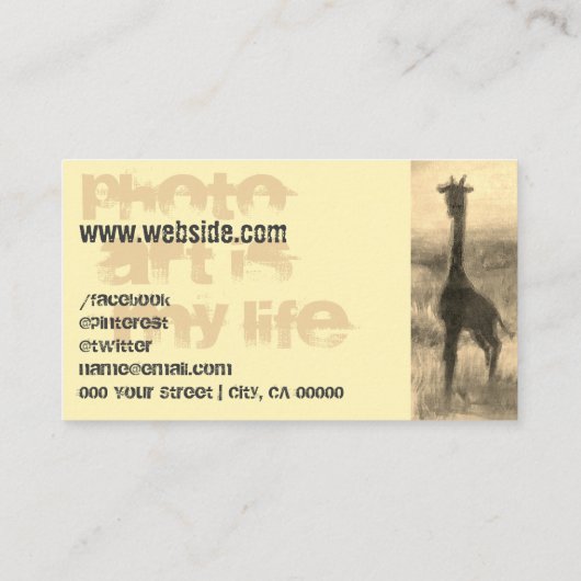 Paint Photo Afbeelding Safari Sunset Photograaf Visitekaartje (Achterkant)