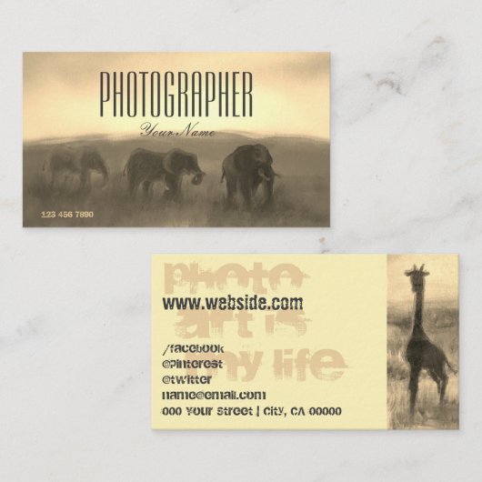 Paint Photo Afbeelding Safari Sunset Photograaf Visitekaartje (Voorkant / Achterkant)