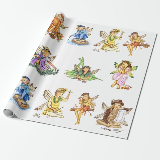Paint Pixies Fairies JL Biel Cadeaupapier (Uitgerold)