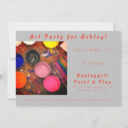 Paint & Play Art Party Uitnodiging (Voorkant)