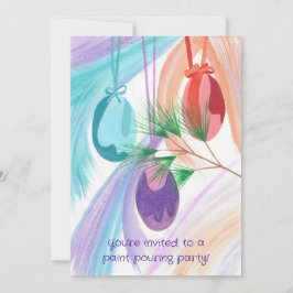 Paint Pouring Party Invitations for Christmas Kaart