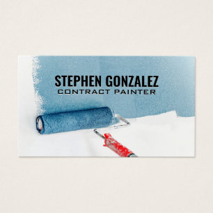 Paint Roller   Schilderde blauwe muur Visitekaartje