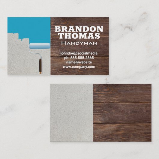 Paint Roller | Wand met schilfers | Achtergrond ho Visitekaartje (Voorkant / Achterkant)