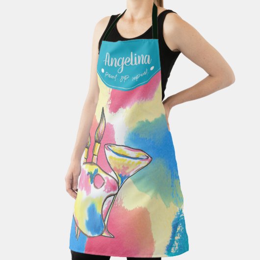 Paint Sip Herhaal monogram bachelorette Art Party Schort (Insitu)