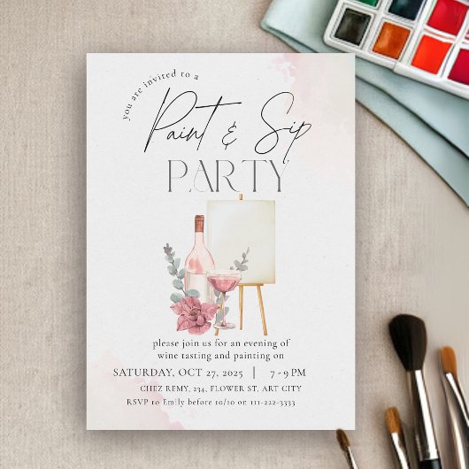 Paint & Sip Party Uitnodiging