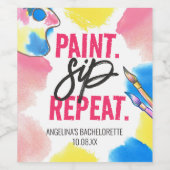 Paint Sip Repeat Bachelorette Wijnfeest Geschenk Wijn Etiket (Enkel label)
